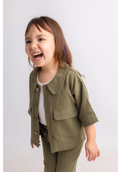 Oliven The Kid Oliventhekid Haki Keten Bebe Yaka Önden Düğmeli Kapaklı Cepli Kısa Kol Kız Çocuk Ceket Haki Haki Oliven The Kid Oliventhekid Haki Keten Bebe Yaka Önden Düğmeli Kapaklı Cepli Kısa Kol Kız Çocuk Ceket Haki Haki