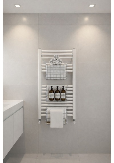 Petek Üstü Çok Amaçlı Banyo Rafı Metal Havluluk & Düzenleyici Sepet 3 Adet Krom Krom
