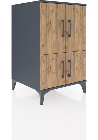 Kronos Komodin 2 Raflı 4 Kapaklı 60x59x96 Antrasit-çam Antrasit
