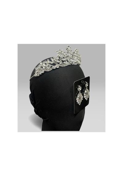 Majestic Blossom Crown - Gelin Kına After Taç Ve Küpe Beyaz - 797153335 Beyaz