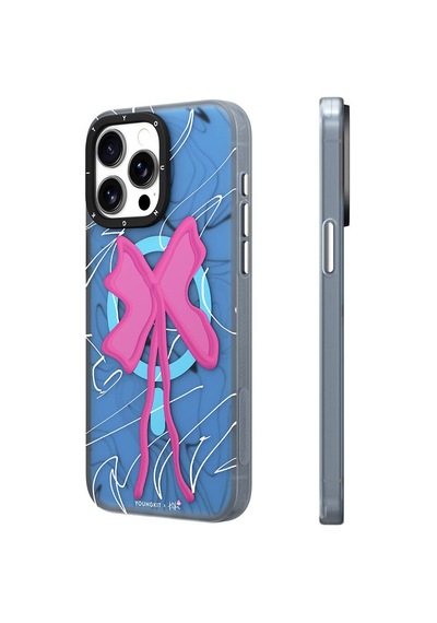 Apple Uyumlu iPhone 15 Pro Max Kılıf Magsafe Şarj Özellikli Youngkit Anti-trend Serisi Kapak Mavi