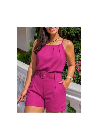 Butik İstanbul Kadın Boyundan Ip Askılı Bluz Ve Kısa Ikili Takım Pembe
