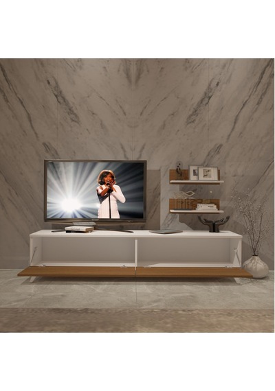 Decoraktiv Eko 4 Slm Std Retro Tv Ünitesi Tv Sehpası - Beyaz Ceviz Beyaz - Ceviz