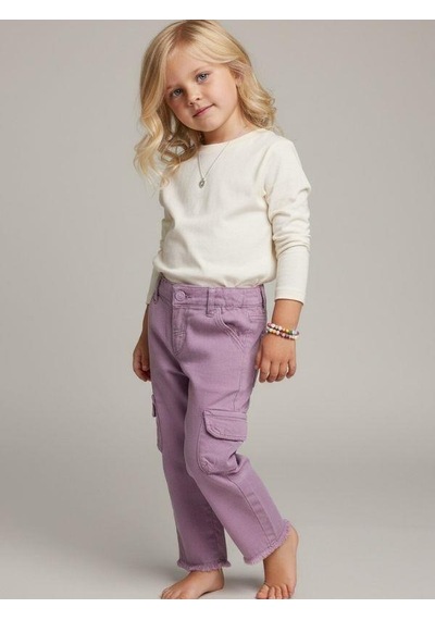 Zekids Kız Bebek Beli Lastikli Yumuşak Dokulu Pantolon-16727 Lila