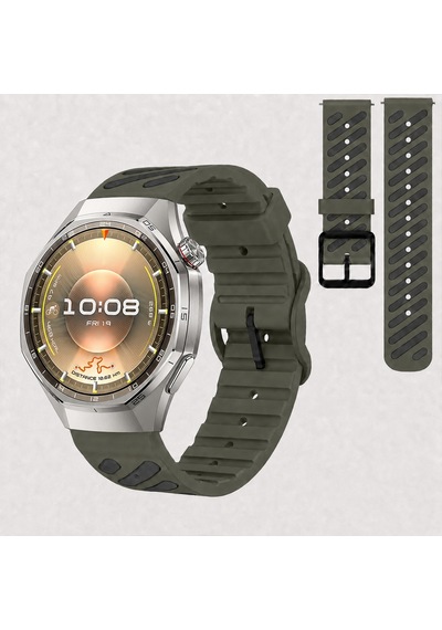Huawei Watch Gt 6 Pro 46 Mm Uyumlu Çift Renkli Delikli Silikon Spor Kordon