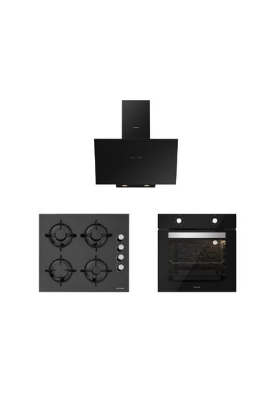 Silverline BO6501B01 - CS5349B01 - 3481 Flam 60 Siyah Ankastre Set