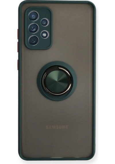 Samsung Galaxy A72 Kılıf Montreal Yüzüklü Silikon Kapak - Yeşil