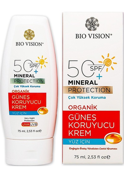 BioVision SPF 50+ Organik Yüz için Güneş Koruyucu Kremi 75 ML