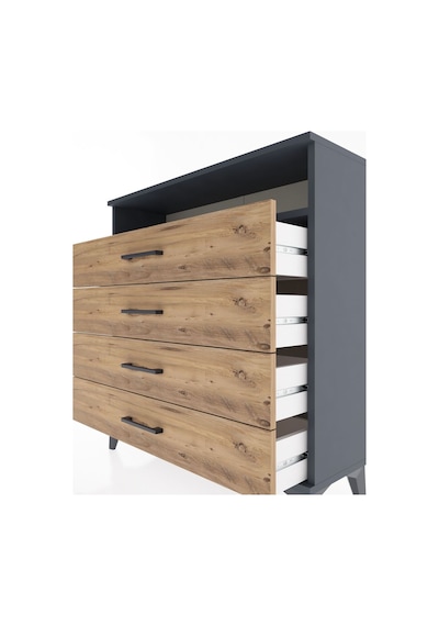 Arges Şifonyer Tek Raflı 4 Çekmeceli 88x30x96 Antrasit-çam Antrasit