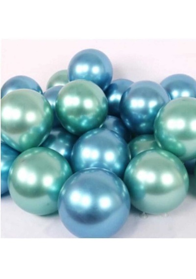 Krom Parlak Metalik Mavi-yeşil Renk 20 Adet Balon