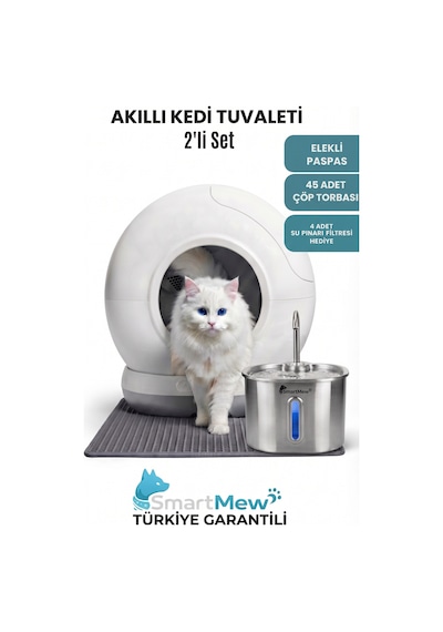 Smartmew Sce002 Akıllı Otomatik Kedi Tuvaleti Ve Kedi Su Sebili Seti - Wifi Kontrollü, Otomatik Temizleme, Sessiz Çalışma