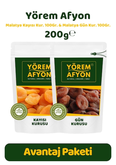 Yörem Afyon Meşhur Malatya Güneşte Kurutulmuş Etli Jumbo Boy Vegan Kayısı Kurusu Set 200gr. 200 G