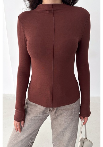 Noa & Noa Kadın Dikiş Detaylı Fit Bluz White Line bordo