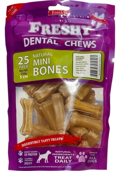 Freshy Dental Chews Naturel Sığır Derisi Köpek Ödülü 5 Cm 25 Adet