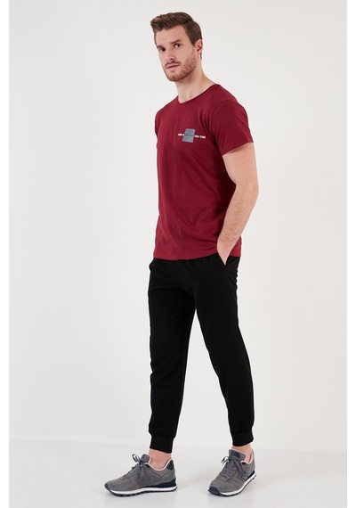 Buratti Bisiklet Yaka Pamuklu Slim Fit Erkek T Shirt 541There Bordo