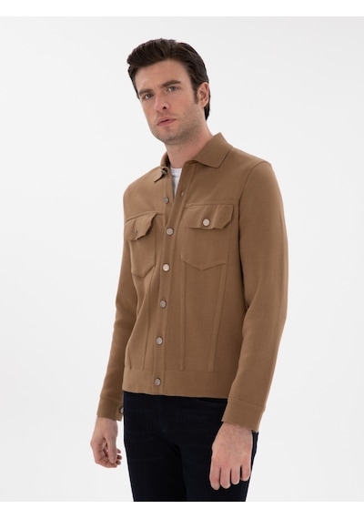 Cacharel Camel Regular Fit Triko Hırka Kahverengi