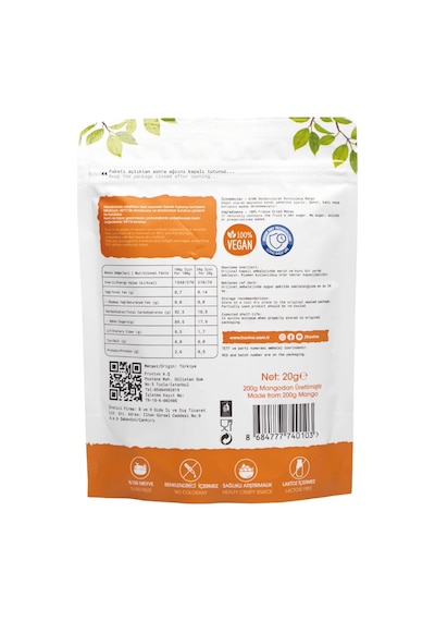Fruvivo 2'li Freeze Dry Paket - 2 Adet Mango - Dondurularak Kurutulmuş Meyve Cipsi Şeker İlavesiz %100 Doğal Vegan 40 G