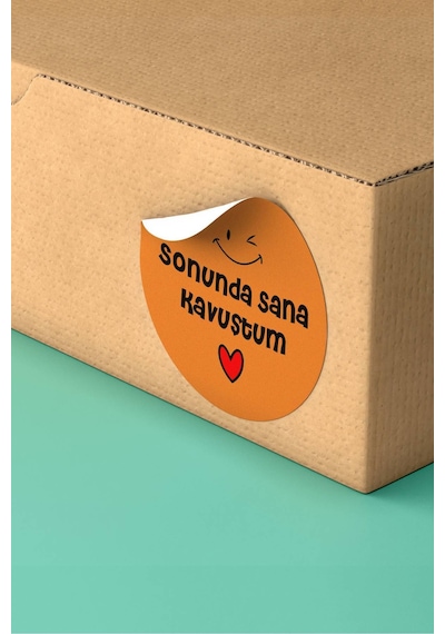 Sonunda Sana Kavuştum Turuncu Sticker 3x3cm St2344 Çok Renkli