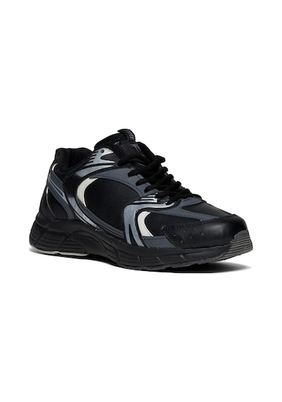 Tonny Black Unisex Siyah Füme Cilt Faylon Taban Bağcıklı Spor Ayakkabı Siyah - Füme