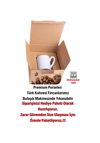 Anneler Günü Hediyesi Özel Tasarım Türk Kahve Fincanı Tekli-6 Beyaz