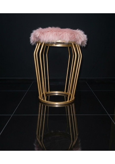 Wersace Gold Pembe Peluş Puf