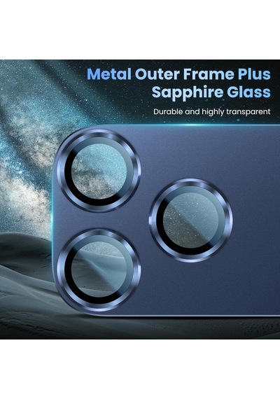 Sapphire Full Camera Guard İphone Uyumlu Safir Kamera Lens Koruyucu Hd-ar-af Kılıf Dostu Metal 9h Temperli Cam Kamera Kapağı Abis Lacivert, İphone 17 Pro