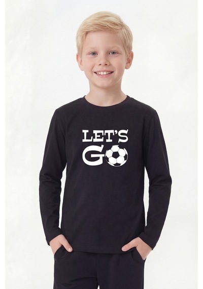 Fyk Kids Yuvarlak Yaka Uzun Kollu Baskı Detaylı Erkek Çocuk Sweatshirt Siyah