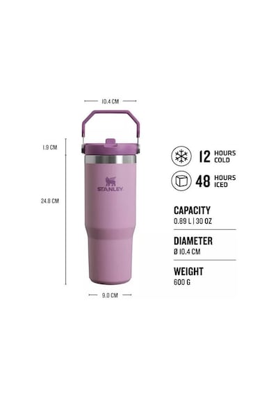 Stanley The Iceflow Flip Straw Pipetli Termos Bardak 0.89 Lt Lila