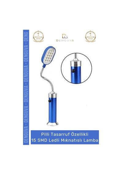 Ledlilamba Alüminyum Gövde Esnek Başlık Pilli Kamp Beyaz Aydınlatma 15 Smd Ledli Mıknatıslı Lamba Çok Renkli