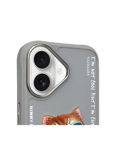 Apple Uyumlu iPhone 16 3d Gerçek Nakış İşleme Gözlük Ve Zincir Detaylı Köpek Desenli Kılıf Şeffaf