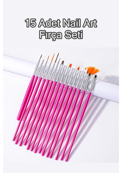 15 Adet Nail Art Dizayn Ve Jel Fırça Seti Tırnak Süsleme Fırça Seti Rose