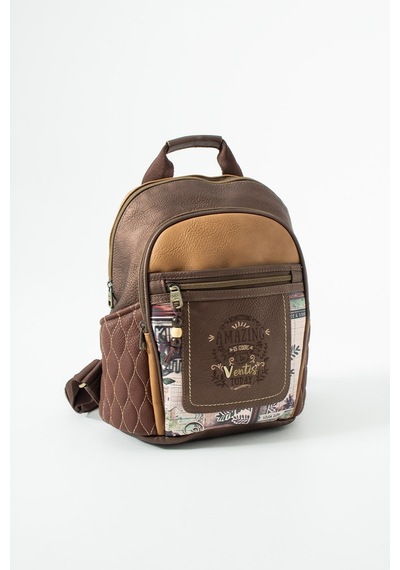 Ventıs Qualıty Ventis Amazing Vintage Kadın Sırt El Çantası Çok Bölmeli Desenli Tasarım Kapitone Kahverengi Model: 571-21f