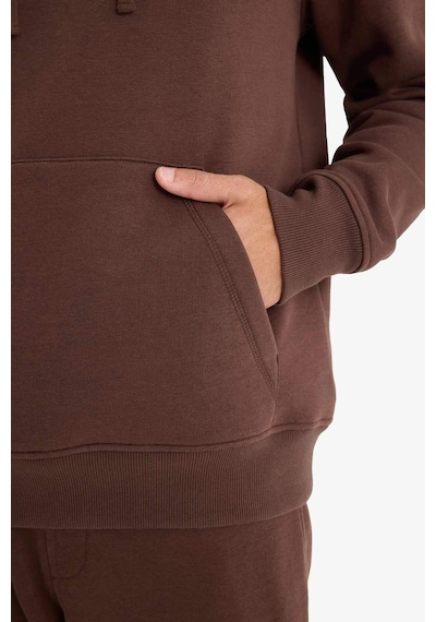 Defacto Regular Fit Kapüşonlu İçi Yumuşak Tüylü Kanguru Cepli Basic Düz Sweatshirt X8283az25aubn539 Kahve-bn539