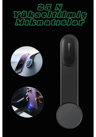 Bükülebilir Esnek Telefon Tutucu İphone Yeni Nesil Manyetik Mıknatıslı Araç İçi Telefon Tutucu SİYAH-GRİ