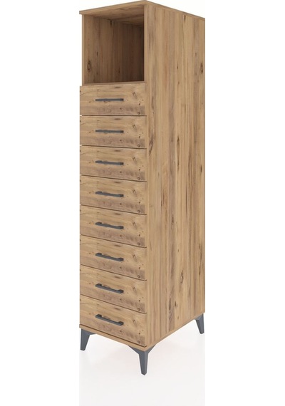 Kronos Dolap Tek Raflı 8 Çekmeceli 44x59x182 Çam-çam Çam
