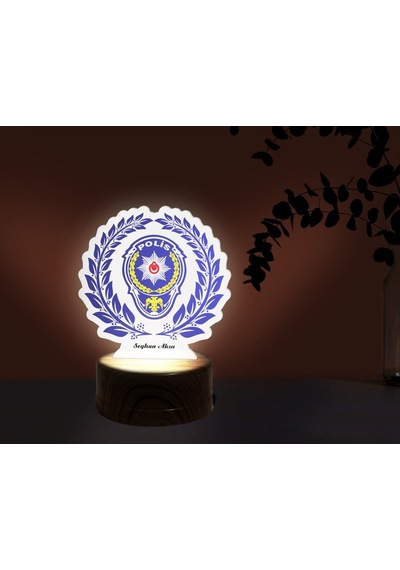 Kişiye Özel Polis Tasarımlı Dekoratif 3D Biblo Led Işıklı Gece La (487038665)