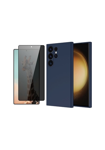 Vendas Galaxy S25 Ultra Uyumlu Kılıf Zore Mara Lansman Kapak + Hayalet Cam Ekran Koruyucu Lacivert