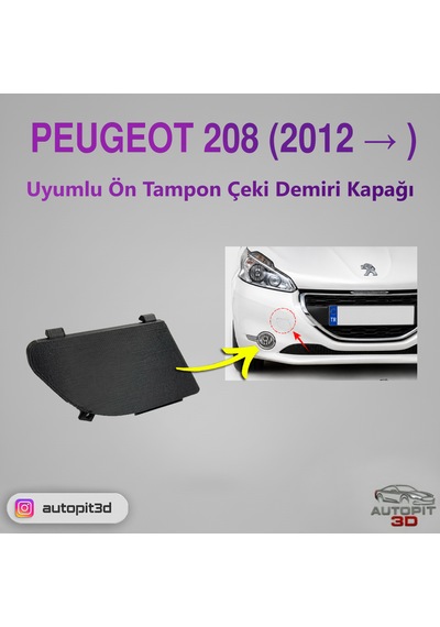 Peugeot 208 2012 Uyumlu Ön Tampon Çeki Demiri Kapağı