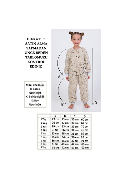 Cantoy Kız Erkek Çocuk Kalın Elyaf Dolgulu Premium Kalite 2.5 Tog Desenli Uyku Tulumu Taş