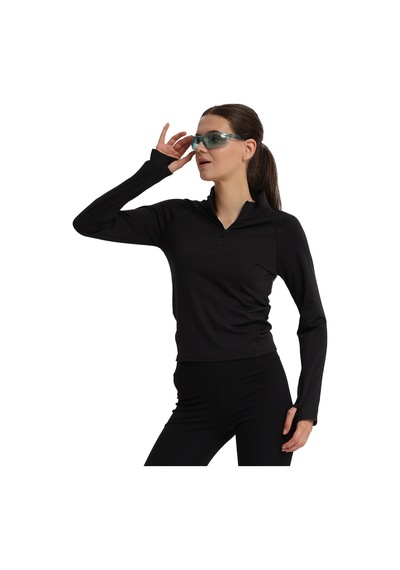Sportive Dewey Half-zip Kadın Siyah Koşu T-shirt 25kk1033-syh 1776392 SIYAH