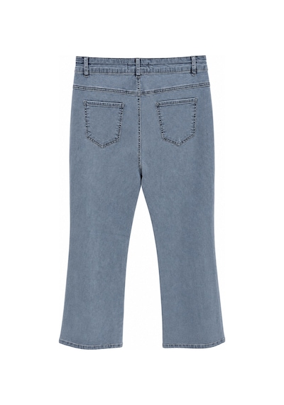 Zanessi Fashıon Büyük Beden Fermuarlı Kalp Baskılı Denim Kadın Pantolon Mavi