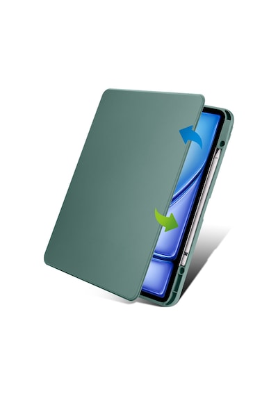 Apple Uyumlu iPad Air 11inç M2 2024 Kılıf Termik Kalem Bölmeli Dönebilen Standlı Kılıf Air 4./5.nesil