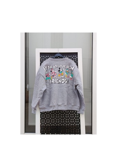 Çınar Boutique Çizgi Film Karakteri Baskılı Sweatshirt-gri - L Gri Gri