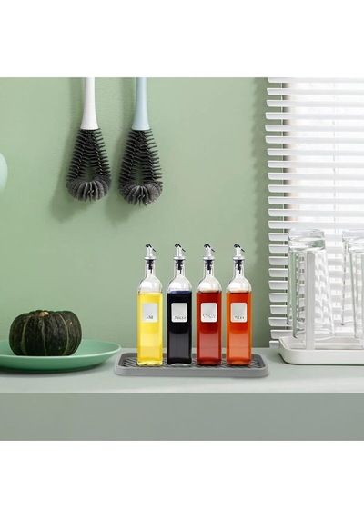 Gri Renk Silikon Yağdanlık Yağlık Sirkelik Altlığı Organizer Sunumluk Sabunluk Altlığı 23x10 Cm Diğer