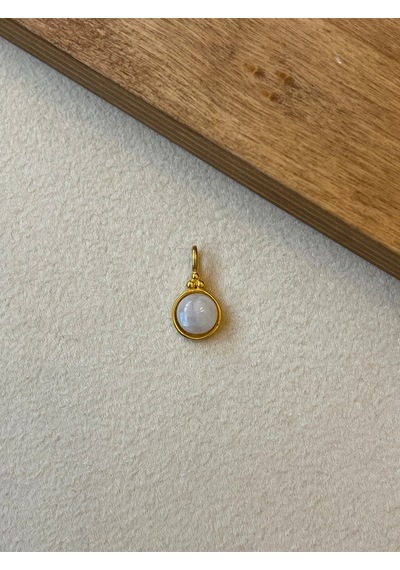 925 Ayar Gümüş Gold Renk Aytaşı Taşlı Kolye Ucu