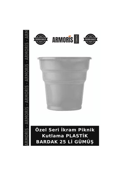 Özel Seri İkram Piknik Kutlama Plastik Bardak 25 Li Gümüş