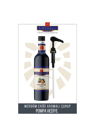 Simonelli Kahve ve Kokteyl Şurubu Mürdüm Eriği Aromalı 700 ML + Pompa