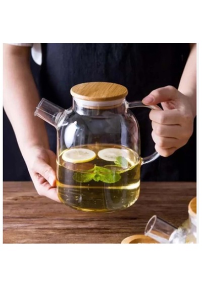 Konak Züccaciye Bambu Kapaklı Cam Servis Demliği 1800ml