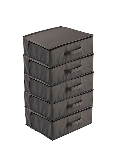 5'li Set 53 X 44 X 21 Cm Baza Altı & Dolap İçi Organizer, Yorgan & Yastık Düzenleyici Hurç Antrasit Antrasit - Gri