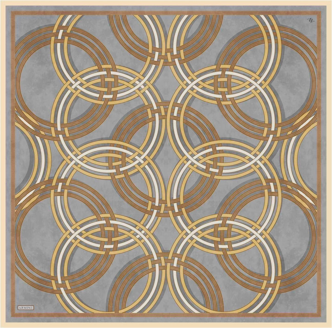 Armine Klasik Desenli Saf İpek Twill Eşarp 9333d 32 Sarı
